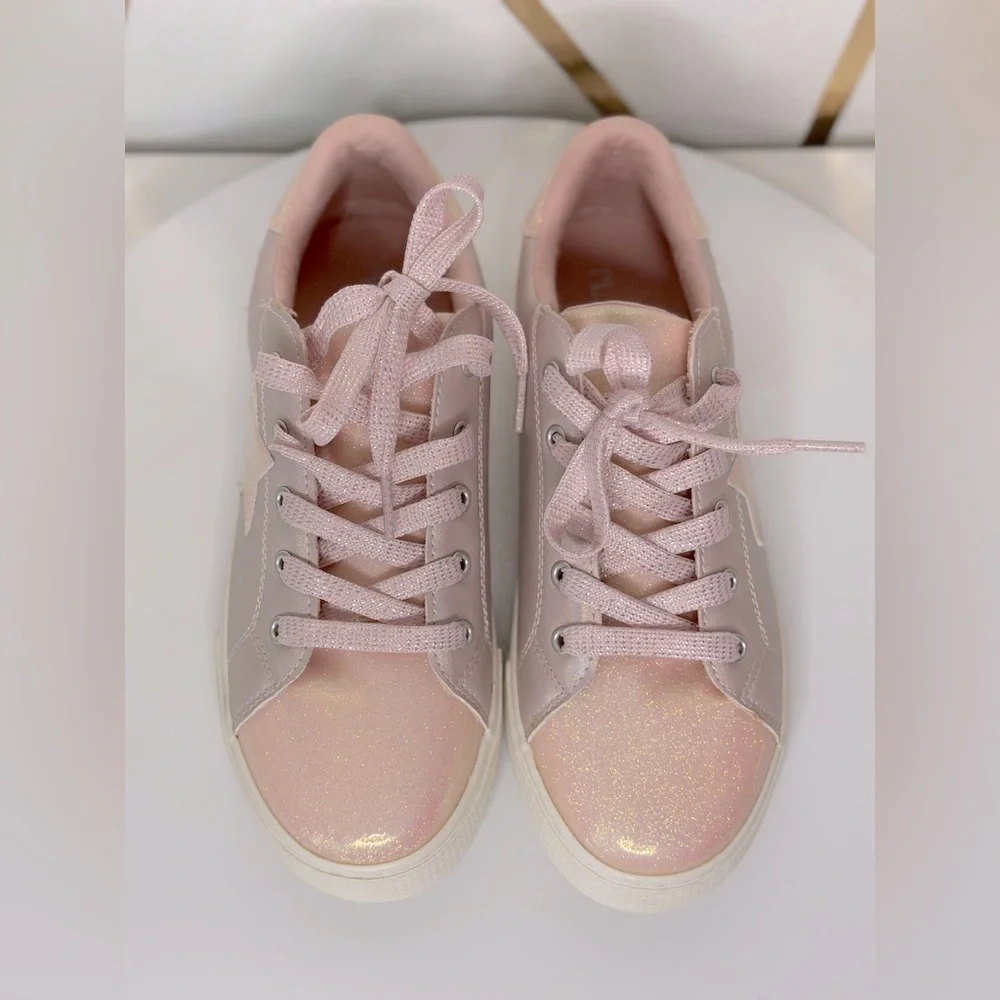 The Children's Place Girls Glitter Star Low Top Pink Sneakers (SH94)
